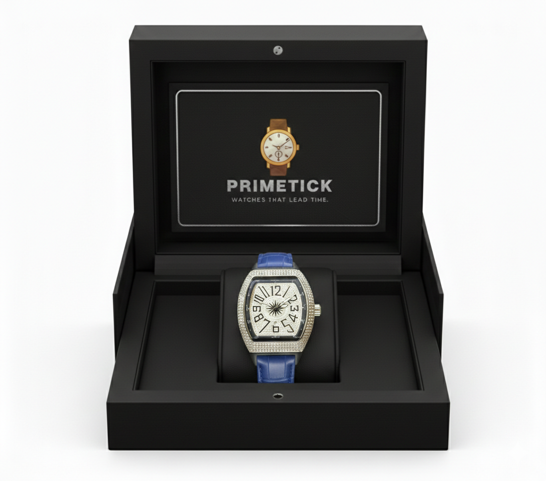 Diamond Arc – Leather Strap Watch