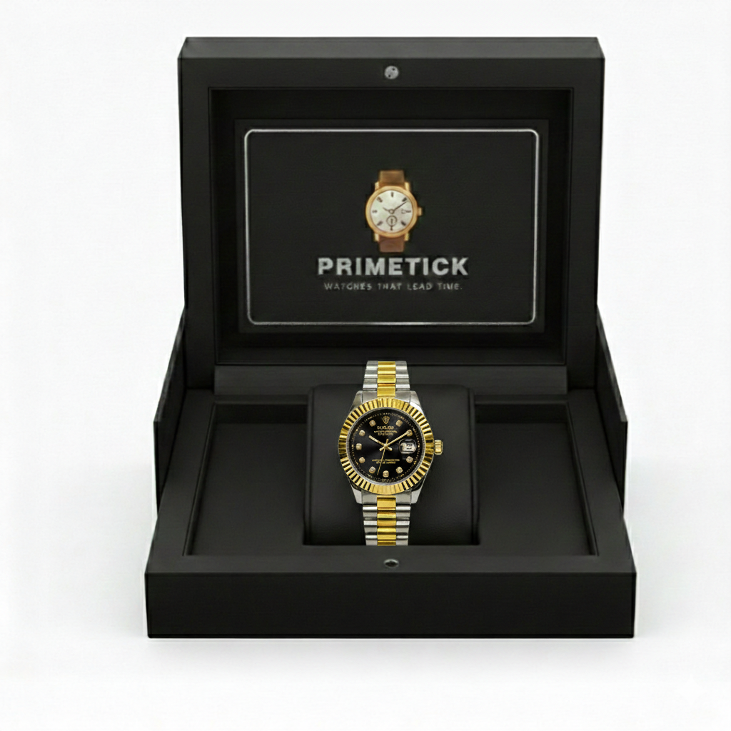 Royal Black Prime– Silver & Golden Men's Watch
