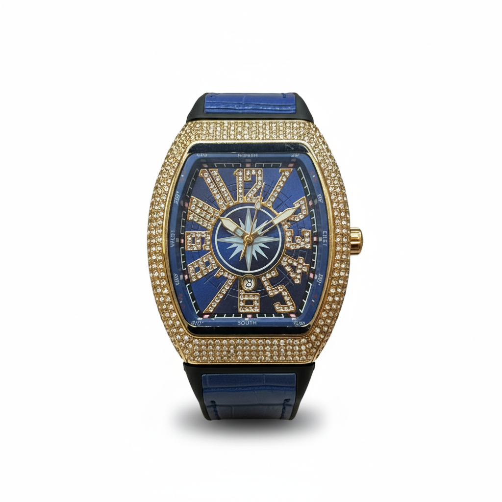 Diamond Arc – Leather Strap Watch