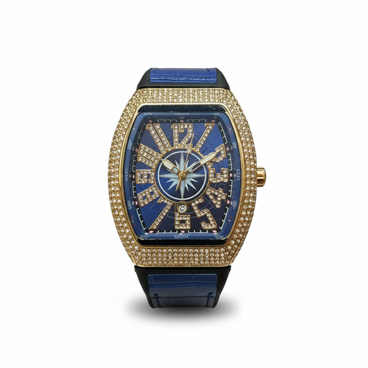 Diamond Arc – Leather Strap Watch