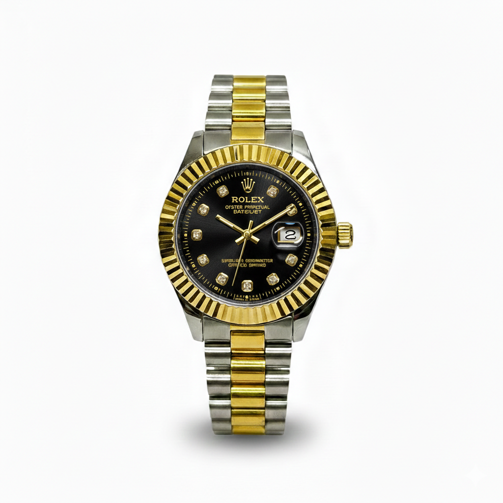 Royal Black Prime– Silver & Golden Men's Watch