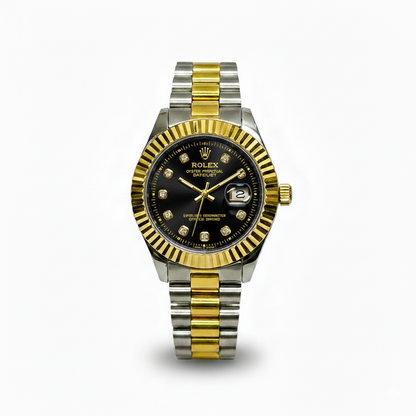 Royal Black Prime– Silver & Golden Men's Watch