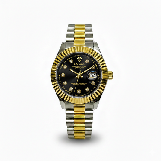 Royal Black Prime– Silver & Golden Men's Watch