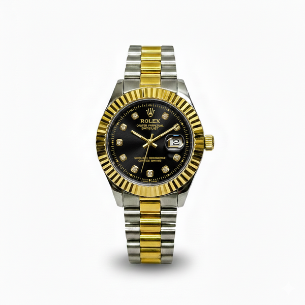 Royal Black Prime– Silver & Golden Men's Watch