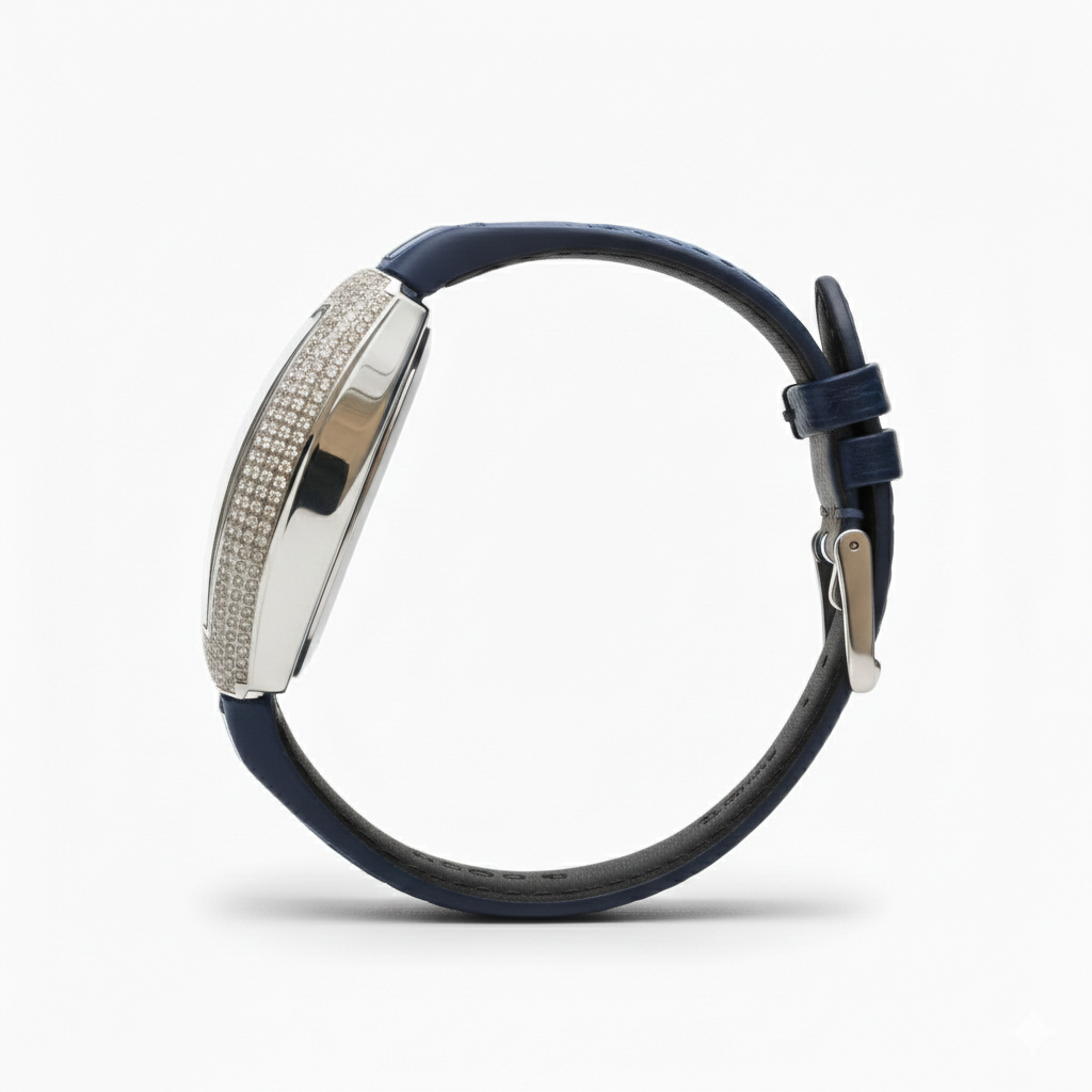 Diamond Arc – Leather Strap Watch