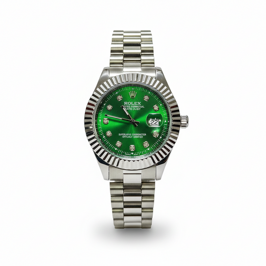 Royal Green Ice– Silver Men's Watch