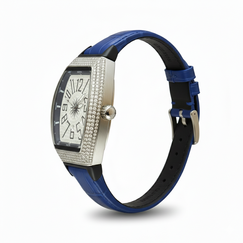 Diamond Arc – Leather Strap Watch
