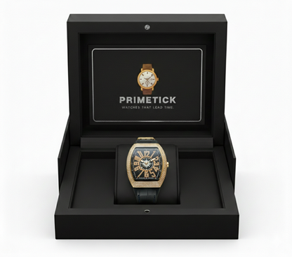 Diamond Arc – Leather Strap Watch