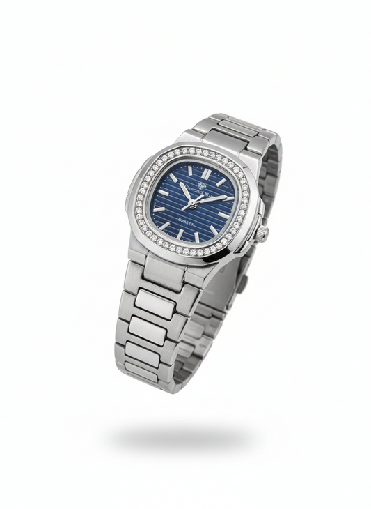 Arctic Blue - Stainless Steel Watch Blue Dial & Diamond Bezel