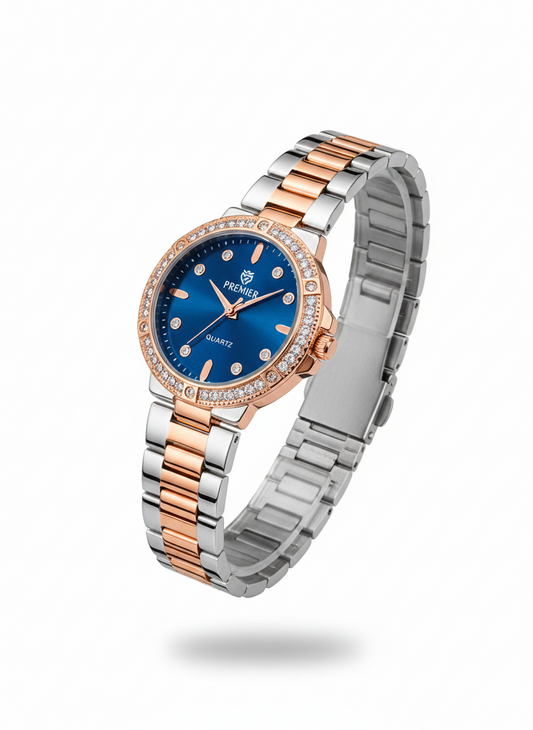 Azure Rose – Two-Tone Diamond Bezel Watch