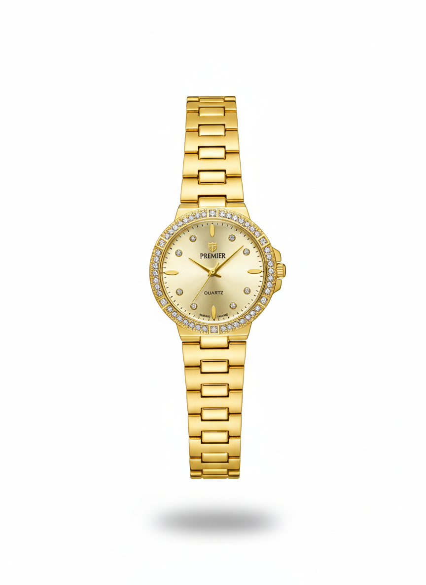Golden Aura – Gold-Plated Diamond Bezel Watch