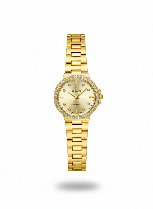 Golden Aura – Gold-Plated Diamond Bezel Watch